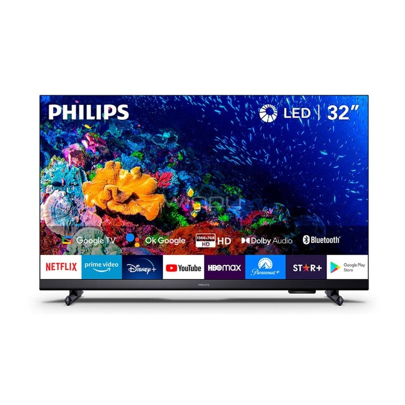 Televisor Philips SmartTV de 32“ (LED, HD, HDR10, HDMI, WiFi/USB, Google TV)