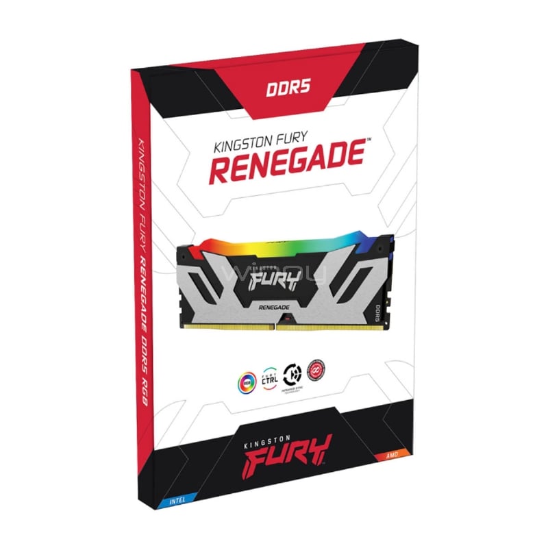 Kit Memoria RAM Kingston Fury Renegade RGB de 32GB (2x 16 GB, DDR5, 6000MHz, CL32, DIMM)