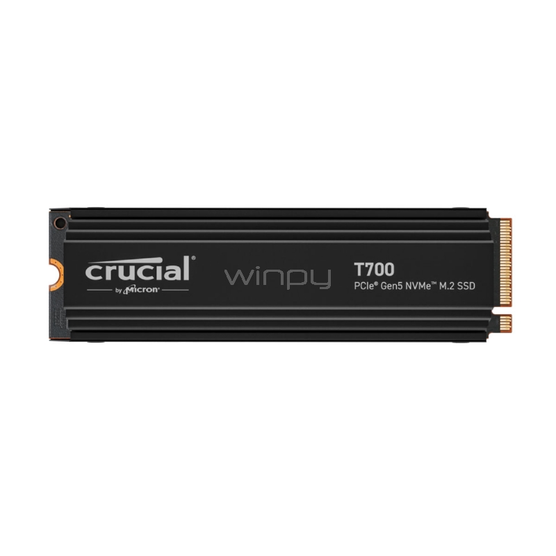 Unidad de Estado Sólido Crucial T700 de 2TB (PCIe Gen5, NVMe M.2, Disipador)