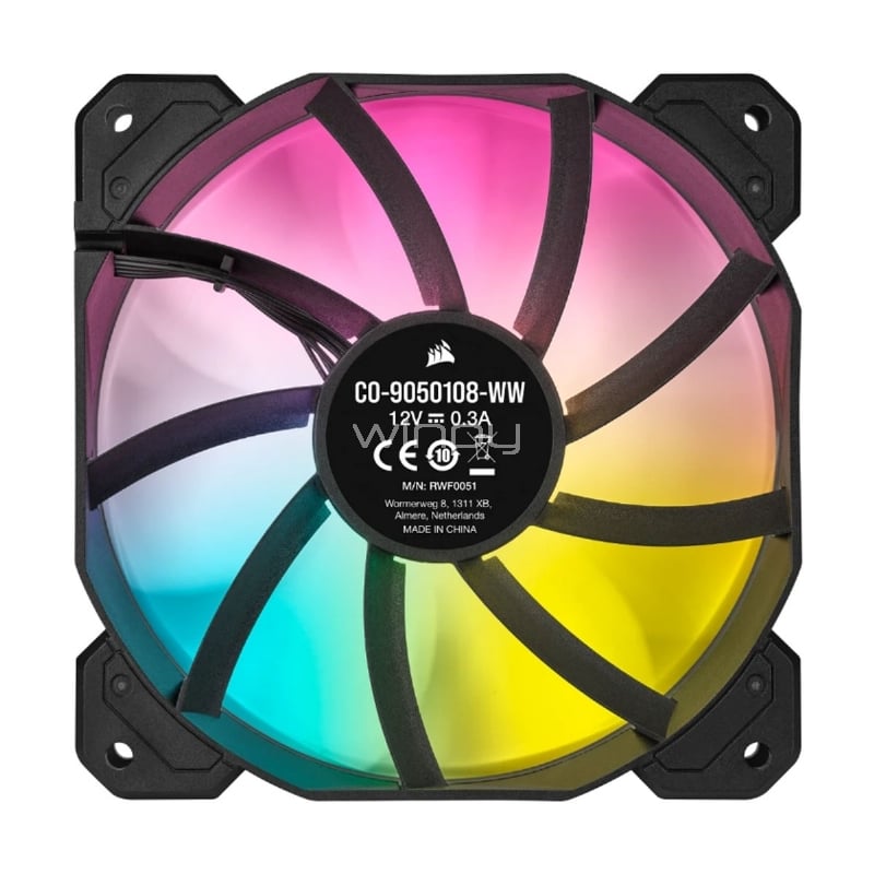 Ventilador Corsair iCUE SP140 RGB ELITE (140mm, PWM, 1200RPM, Negro)