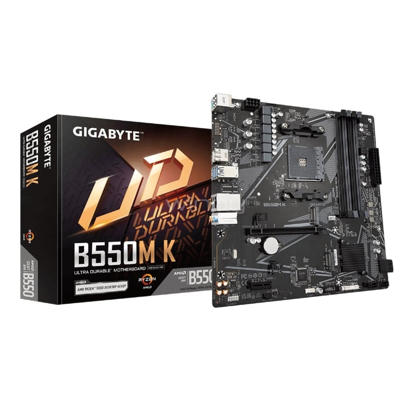 Placa Madre Gigabyte B550M K (AM4, DDR4 2133/4733MHz, M.2, MicroATX)