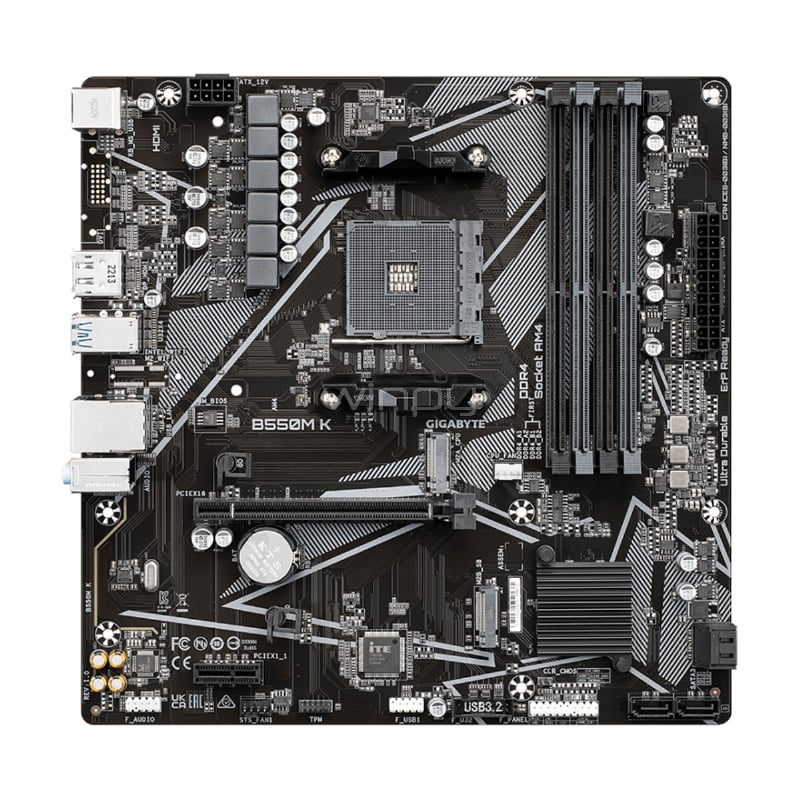 Placa Madre Gigabyte B550M K (AM4, DDR4 2133/4733MHz, M.2, MicroATX)