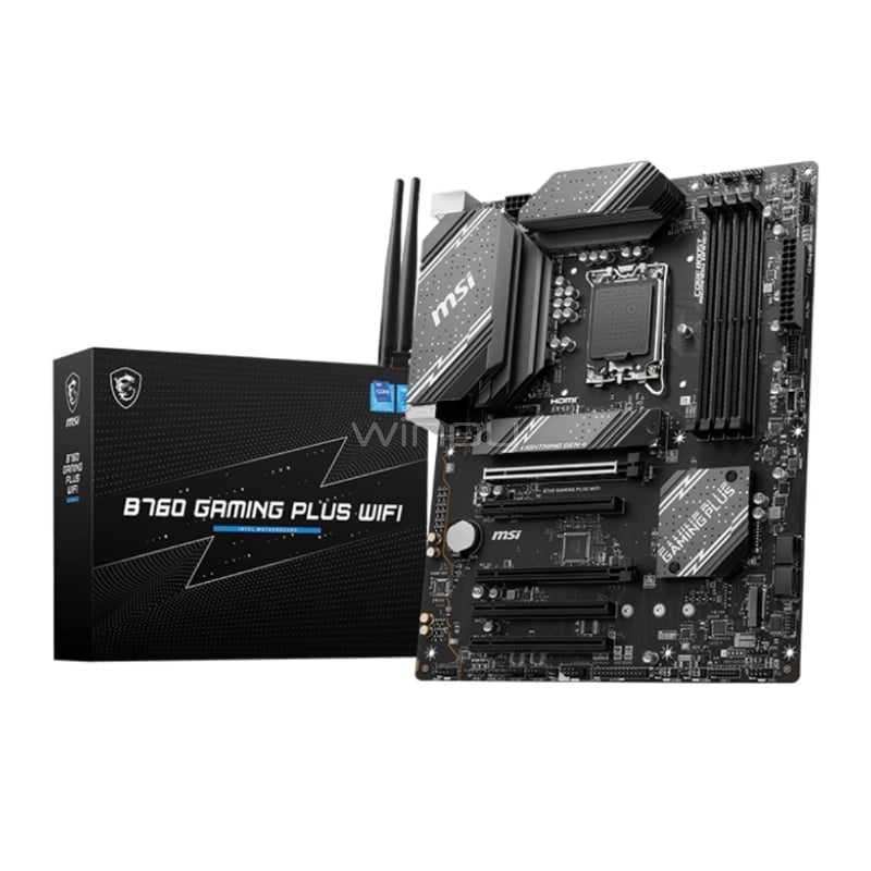 Placa Madre MSI B760 GAMING PLUS WIFI (LGA1700, DDR5 4800/7200MHz, M.2 x2, ATX)