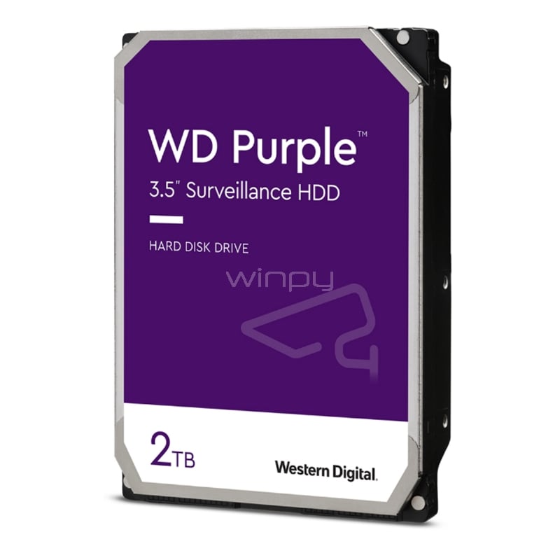 Disco Duro Western Digital Purple Surveillance de 2TB (3.5“, SATA, 5400rpm, Caché 64MB)