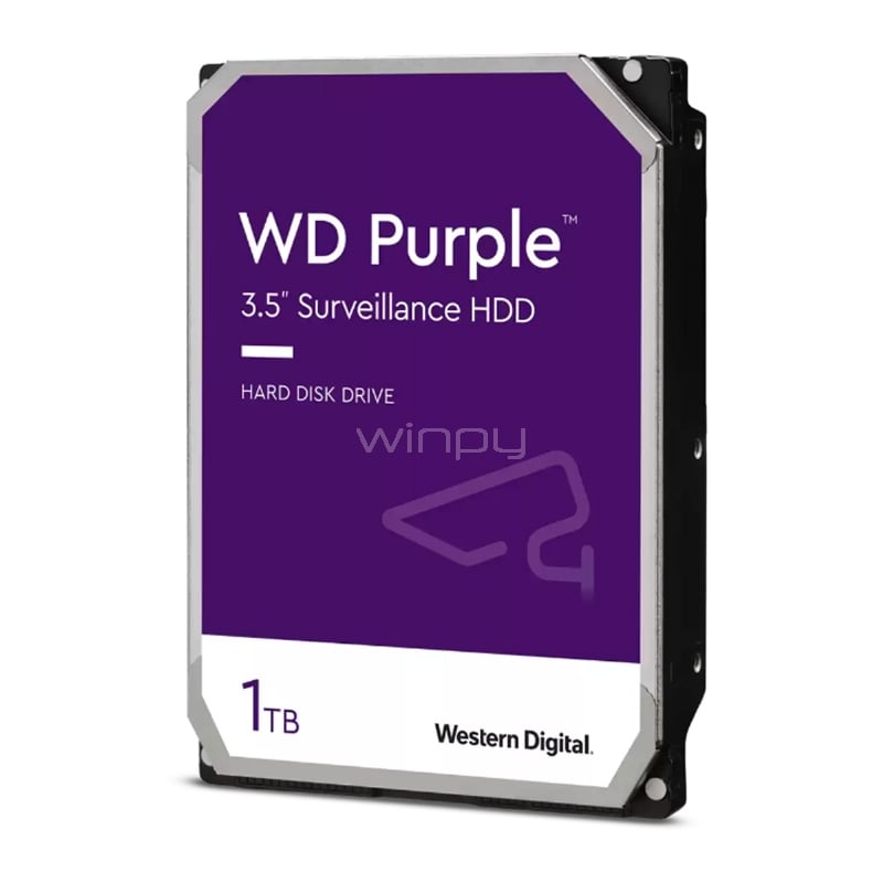 Disco Duro Western Digital Purple Surveillance de 1TB (3.5“, SATA, 5400rpm, Caché 64MB)
