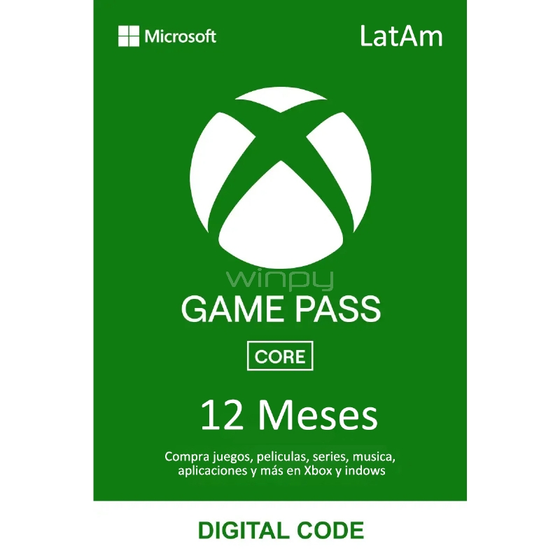 Suscripción Microsoft XBOX Game Pass Core (1 año, LatAm, Descarga Digital/ESD)