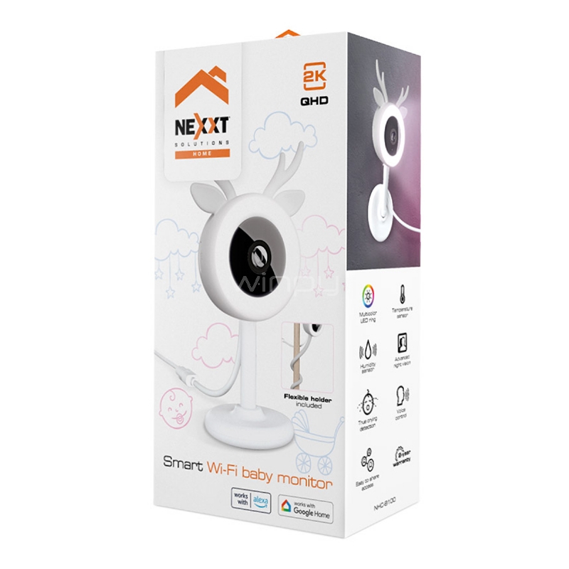 Monitor para bebé Nexxt Wi-Fi (Detección de llanto, 2K QHD, Visión nocturna)