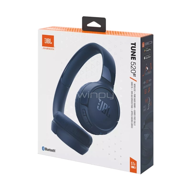 Audífonos Bluetooth JBL Tune 520BT (Pure Bass, Voice Aware, Azul)