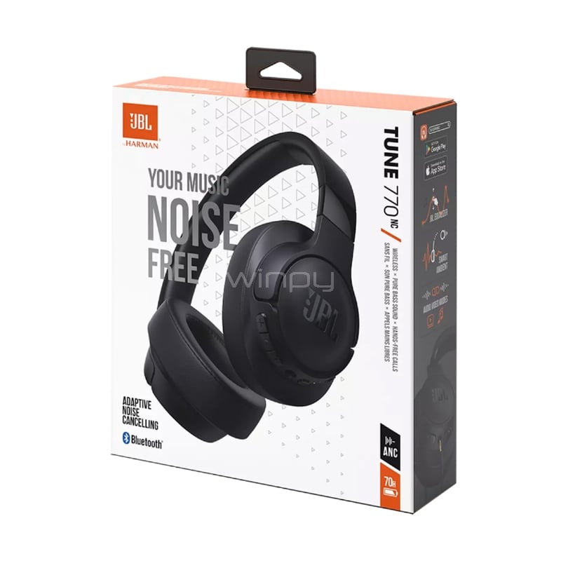 Audífonos Bluetooth JBL Tune 770NC (ANC, TalkThru, Pure Bass, Negro)