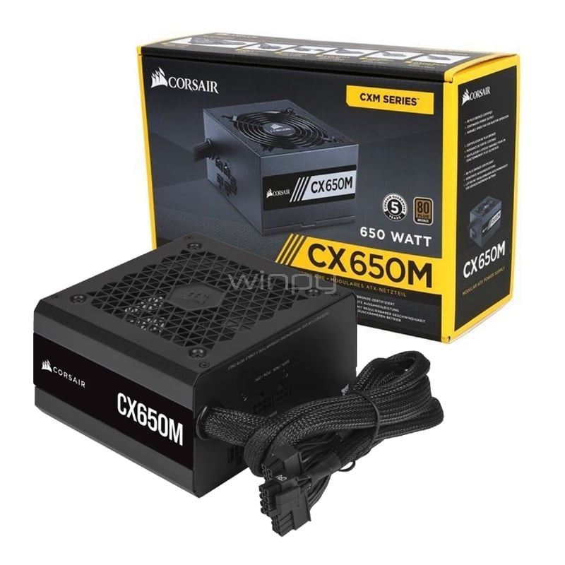 Fuente de Poder Corsair CX650M de 650W (Semi-Modular, Certificada 80+ Bronze, ATX)