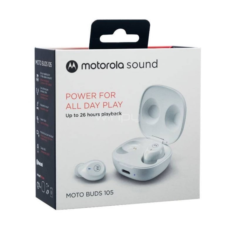 Audifonos Bluetooth Motorola Moto Buds 105 (TWS, Blanco)