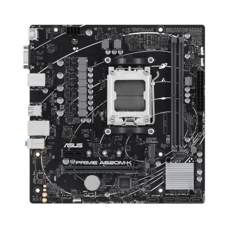 Placa Madre Asus PRIME A620M-K (AM5, DDR5 4800/7200+MHz, M.2, RGB, MicroATX)