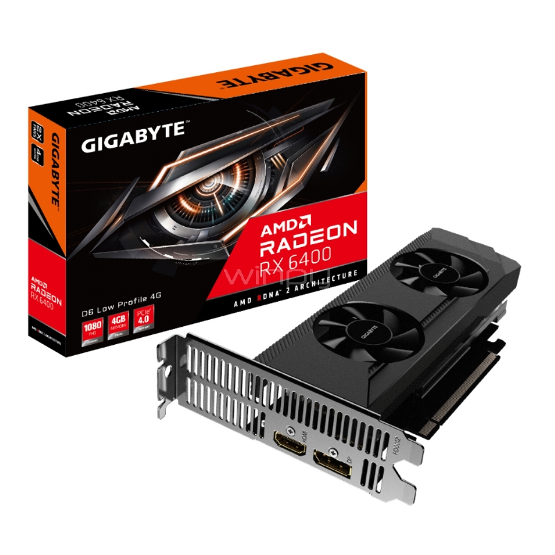 Tarjeta de Video Gigabyte Radeon RX 6400 D6 Low Profile de 4GB GDDR6