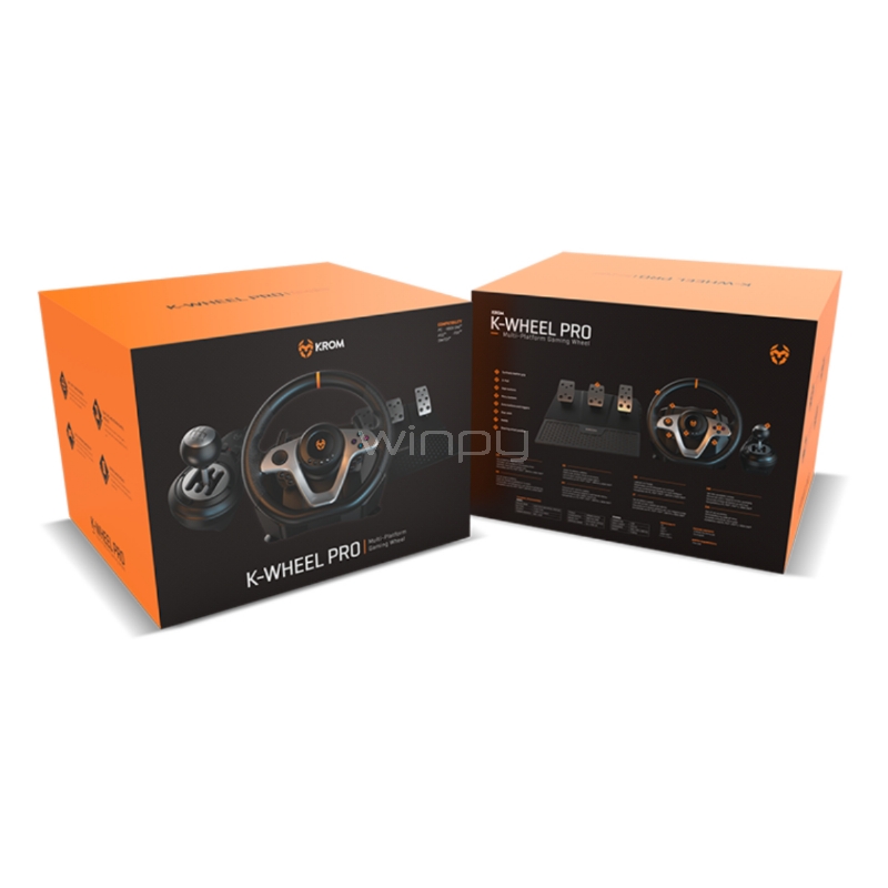 Kit volante, pedales y palanca de cambios Krom K-WHEEL PRO (USB, Multiplataforma)