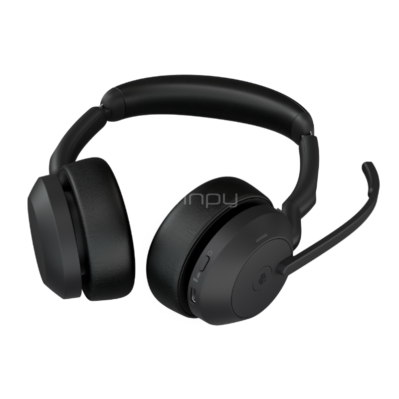 Audífonos Jabra Evolve2 55 con Base de Carga (SafeTone, Dongle USB-C, Negro)