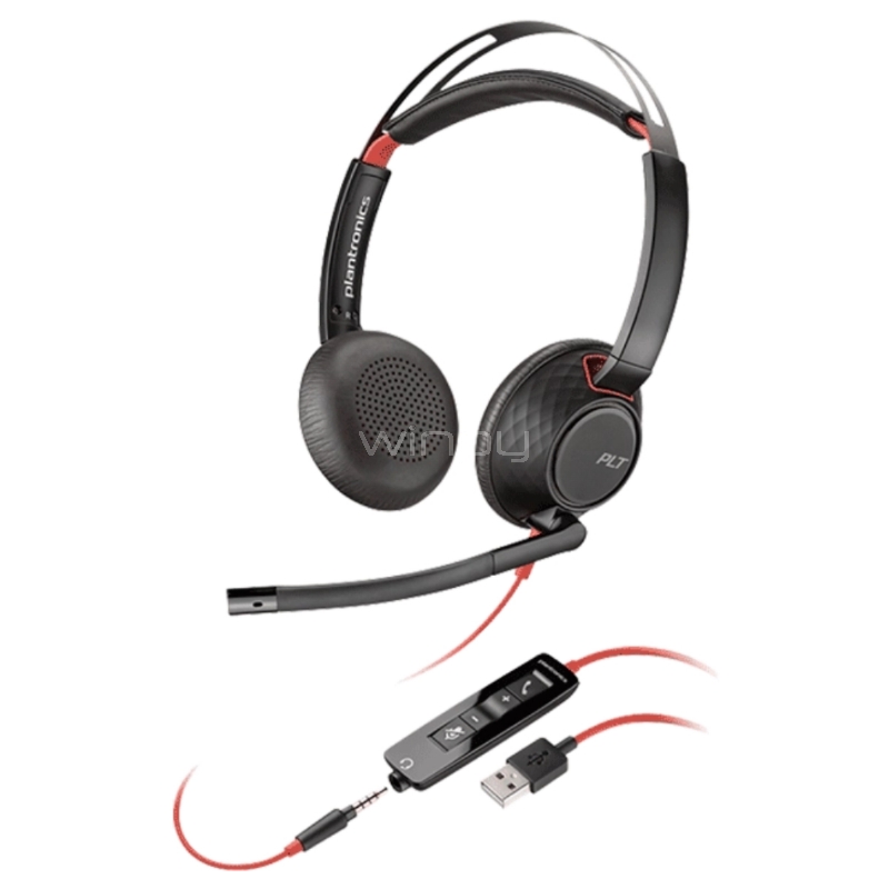 Audífonos Poly Blackwire 5220 (Cancelación de Ruido, Jack3.5mm/USB-A)
