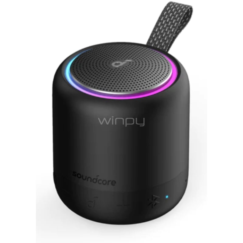 Parlante Bluetooth Soundcore Mini 3 Pro (Sonido 360, IPX7, LED multicolor, Negro)