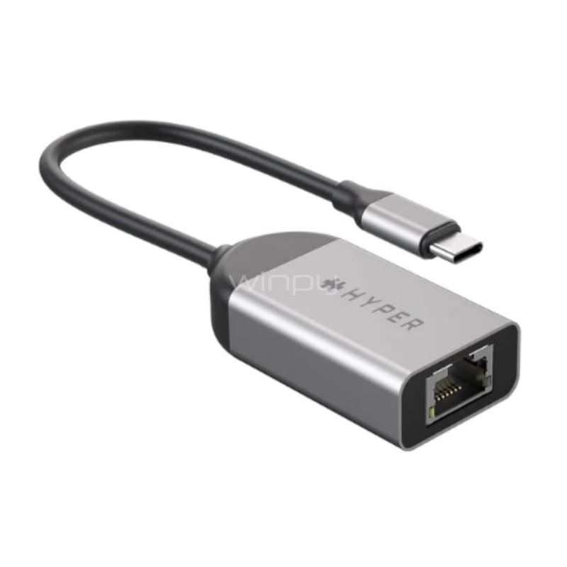Adaptador HyperDrive de USB-C a Ethernet (2.5Gbps, Gris)