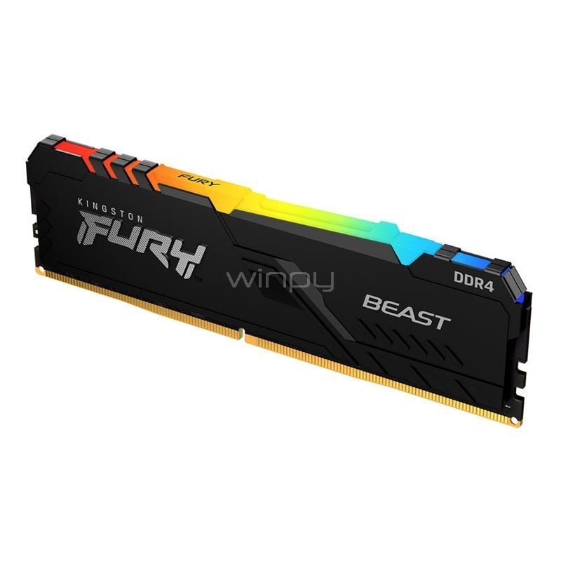 Memoria RAM Kingston Fury Beast de 16GB (DDR4, 3733MHz, CL19, DIMM, RGB)