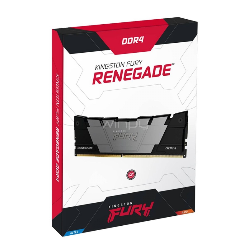 Memoria RAM Kingston Fury Renegade Black XMP de 8GB (DDR4, 3200MHz, CL16, DIMM)