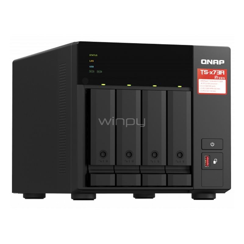Servidor NAS QNAP TS-473A con 4 bahías (Ryzen V1500B, 8GB RAM, HDD