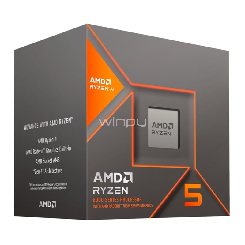 Procesador AMD Ryzen 5 8600G (AM5, 6 Cores, 12 Hilos, 4.3/5.0GHz, 16MB Caché)