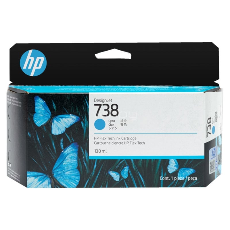 Cartucho de Tinta HP Designet 738 (130 ml, Cian)