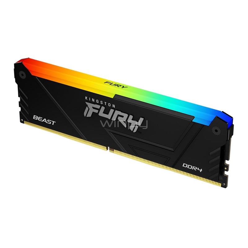 Memoria RAM Kingston FURY Beast RGB de 16GB (DDR4, 3600MHz, CL18, DIMM)