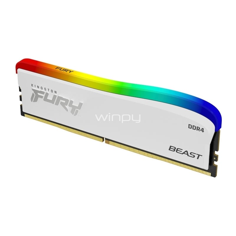 Memoria RAM Kingston FURY Beast RGB White de 16GB (DDR4, 3200MHz, CL16, DIMM)