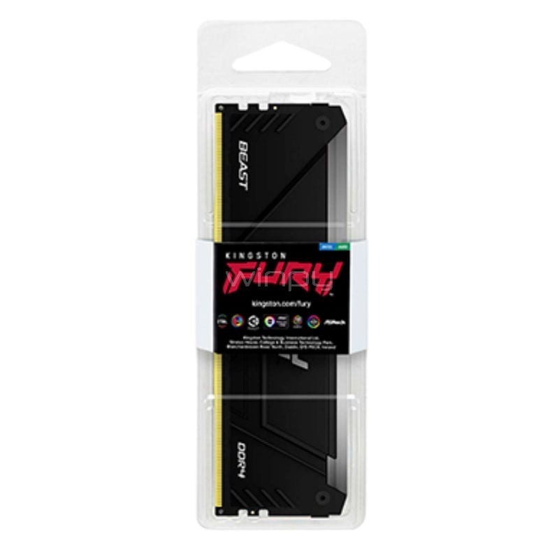 Memoria RAM Kingston FURY Beast RGB de 8GB (DDR4, 2666MHz, CL16, DIMM)