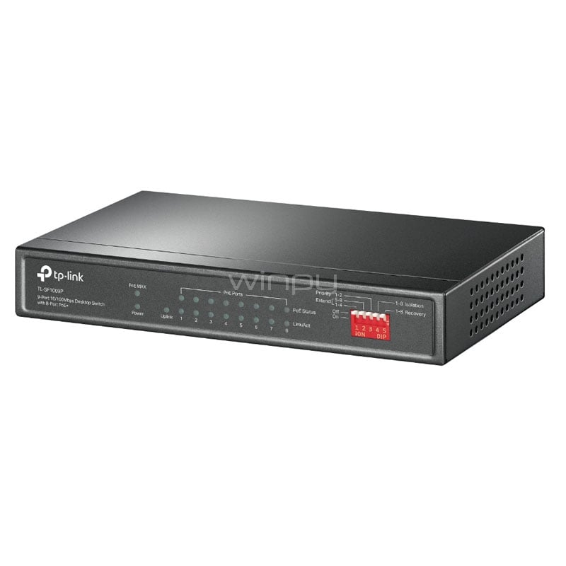 Switch TP-Link TL-SF1009P de 8+1 Puertos (AUTO MDI/MDIX, 1.8 Gbps, PoE+, 65W)