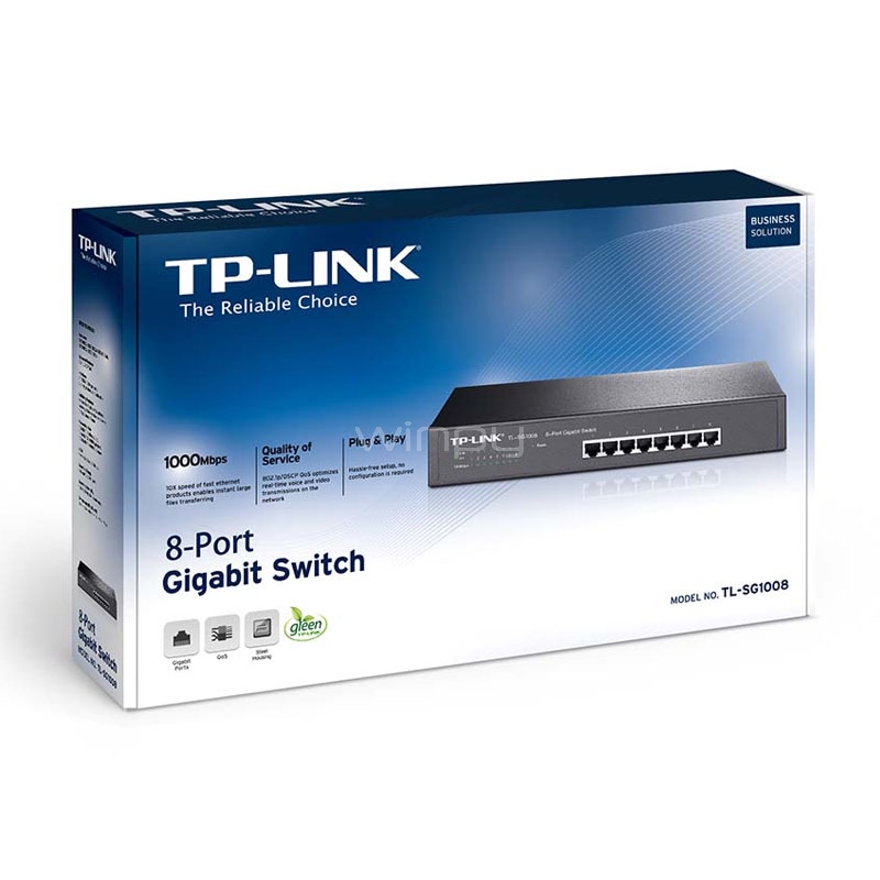 Switch TP-Link TL-SG1008 de 8 Puertos (Auto MDI/MDIX, 16Gbps)