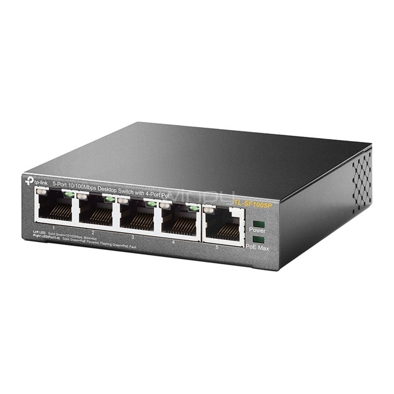 Switch TP-Link TL-SF1005P de 5 Puertos (Auto MDI/MDIX, 1Gbps, PoE, 58W)