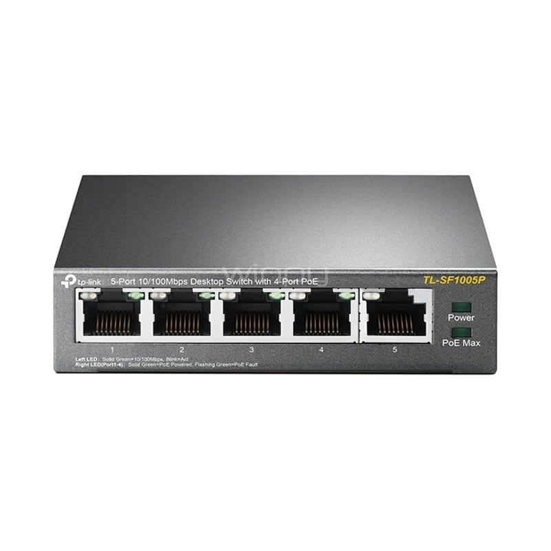 Switch TP-Link TL-SF1005P de 5 Puertos (Auto MDI/MDIX, 1Gbps, PoE, 58W)