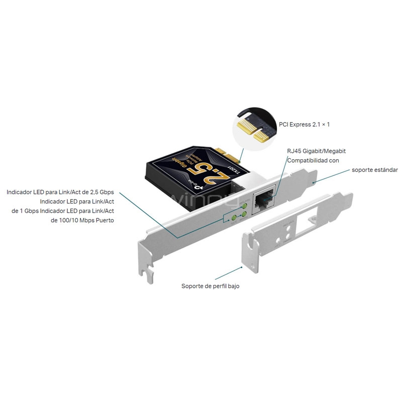 Adaptador de Red TP-Link TX201 (Ethernet, 2.5GBASE-T, PCI Express 2.1)