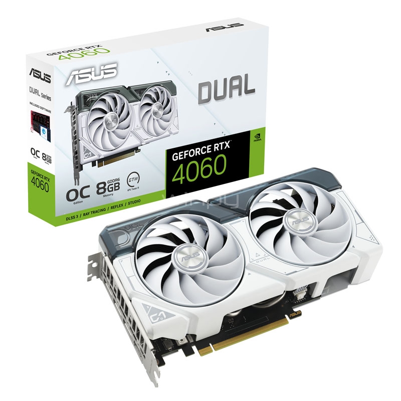 Tarjeta de Video ASUS Dual GeForce RTX 4060 White OC Edition de 8GB GDDR6