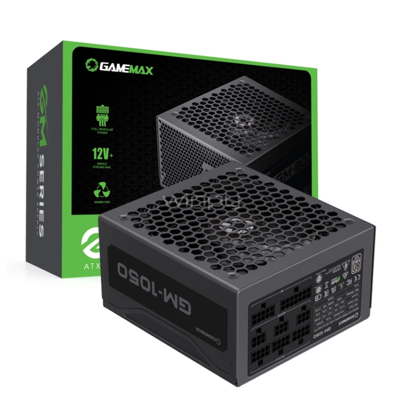 Fuente de Poder GameMax GM de 1050 Watts (Semi-Modular, Certificado 80+ Silver, ATX)