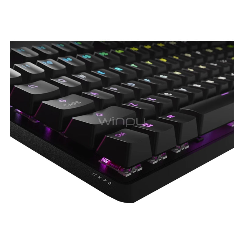 Teclado Mecánico Corsair K70 CORE RGB (Switch MLX Red, Español, Antighosting, Negro)