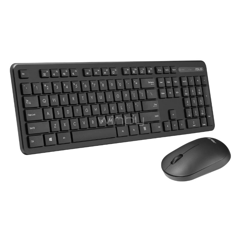 Kit Teclado + Mouse Asus CW100 Inalámbrico (Dongle USB, Negro)