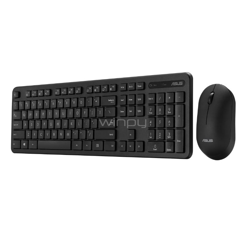 Kit Teclado + Mouse Asus CW100 Inalámbrico (Dongle USB, Negro)