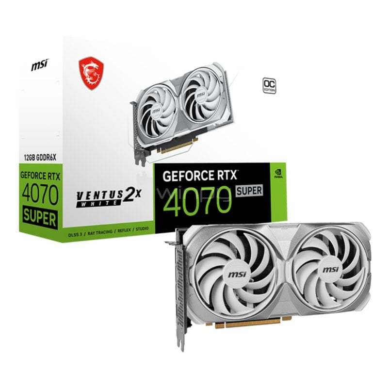 Tarjeta de Video MSI GeForce RTX 4070 SUPER VENTUS 2X WHITE OC de 12GB GDDR6X