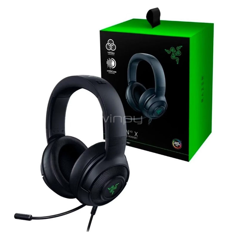 Audífonos Gamer Razer Kraken V3 (USB, TriForce, RGB, Negro)
