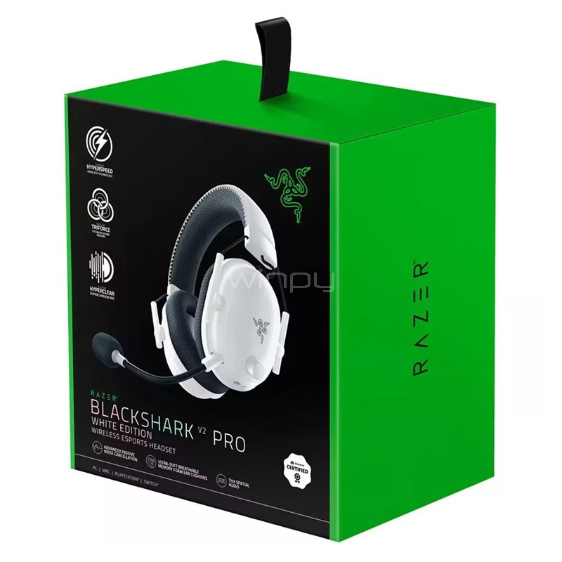 Audífonos Gamer Razer Blackshark V2 Pro HyperSpeed (2023, Bluetooth/ Dongle USB, Blanco)