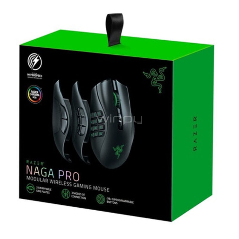Mouse Gamer Razer Naga V2 Pro (Sensor Focus Pro, Bluetooth/Dongle USB, 30.000dpi, Negro)