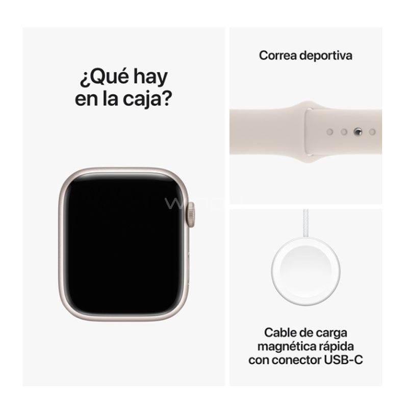 Apple Watch Series 9 de 41mm (GPS, Case Aluminio, Correa Deportiva Starlight)  