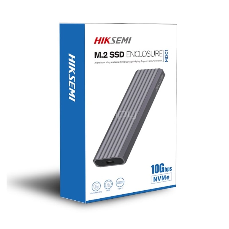 Cofre Hiksemi MDC1 para unidades M.2/NVMe (USB-C, 10Gbps, Gris)