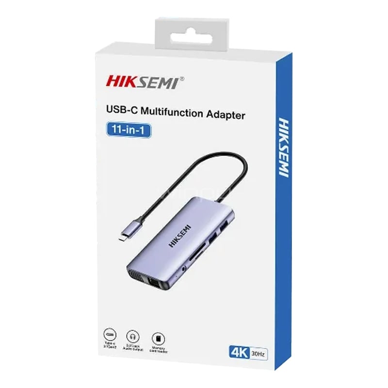Adaptador Multipuerto HUB Hiksemi DS11 USB-C (USB-A, USB-C, HDMI, VGA, Ethernet, Audio In, TF/SD)