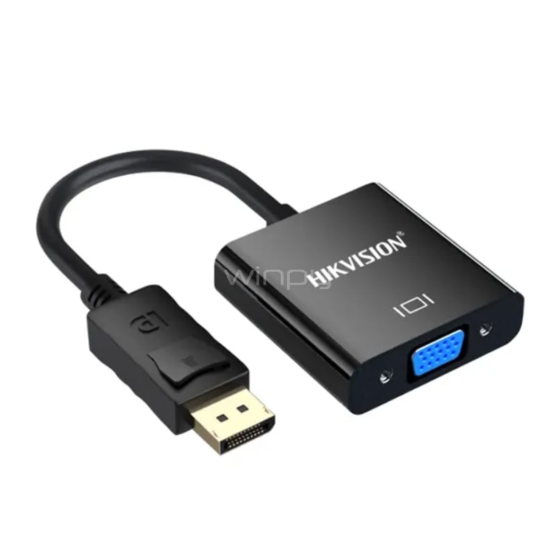 Adaptador Hikvision D2V de DisplayPort a VGA (Full HD, 60Hz, Negro)