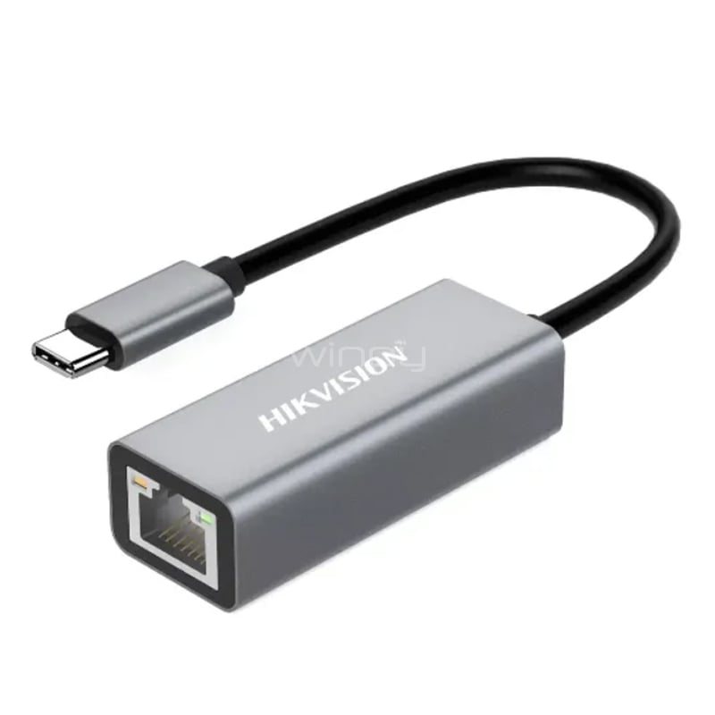 Adaptador Hikvision C2R de USB-C a Ethernet (USB-C a RJ45, Gris)