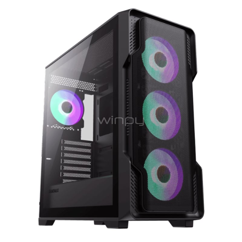 Gabinete Gamer Gamemax Siege BK (E-ATX, Vidrio Templado, 4 Ventiladores ARGB)